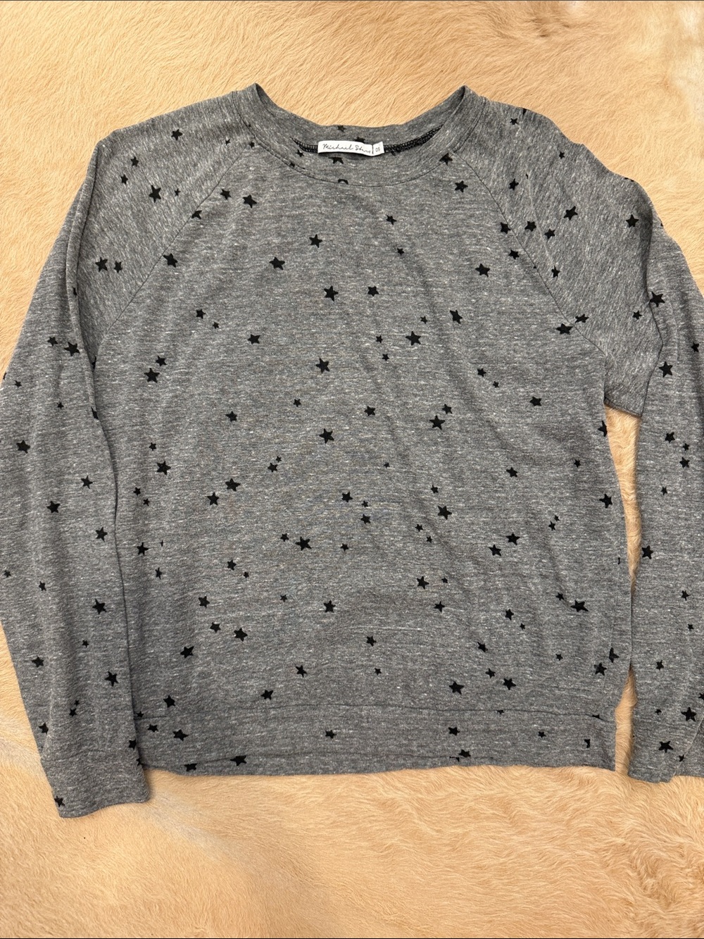 Michael Stars Gray Long Sleeve Star Print Tee